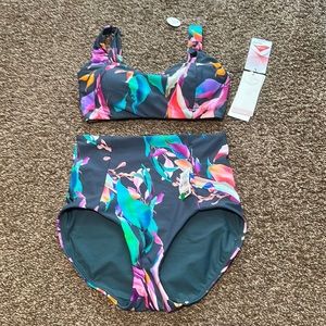 CALIA TWO PIECE TROPICAL BIKINI SWIMSUIT: NEW WITH TAGS: SIZE XS